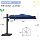 EROMMY 10X10 Patio Umbrella with Hydraulic Handle - Navy-Erommy
